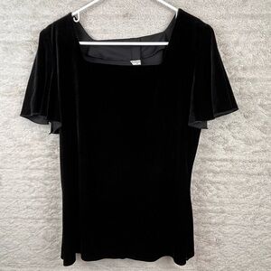 Velvet Black Square Neck Top Large